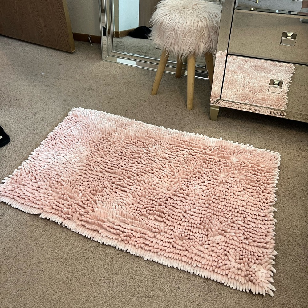 Pink Chenille Bath Mat Rug